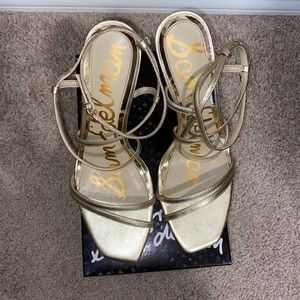 Sam Edelman Leeanne Gold Leather Heels ✨🪩